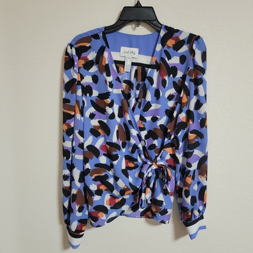 Joseph Ribkoff Multicolor Abstract Wrap Blouse